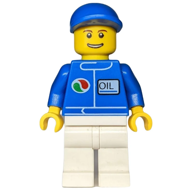 Man, Blue Jacket with Octan Logo, White Legs, Blue Cap