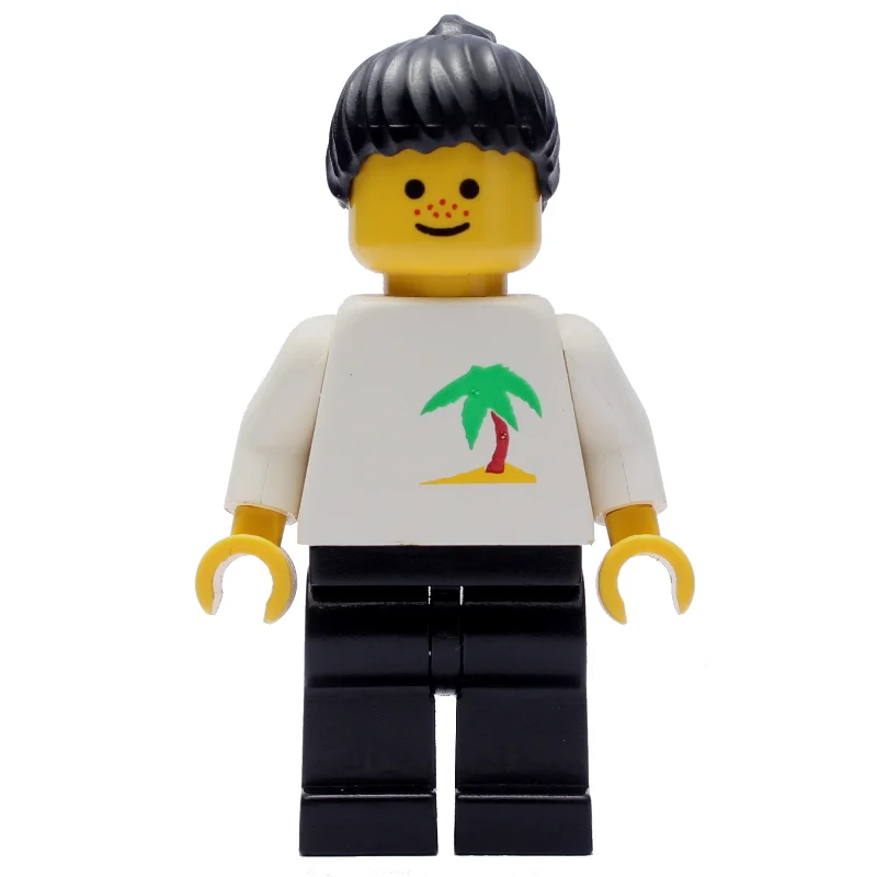 White Torso, Palm Tree, Black Legs, Black Hair