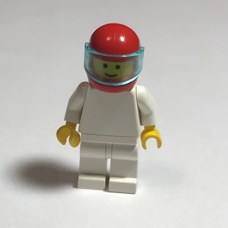Man, Plain White, Red Helmet with Visor