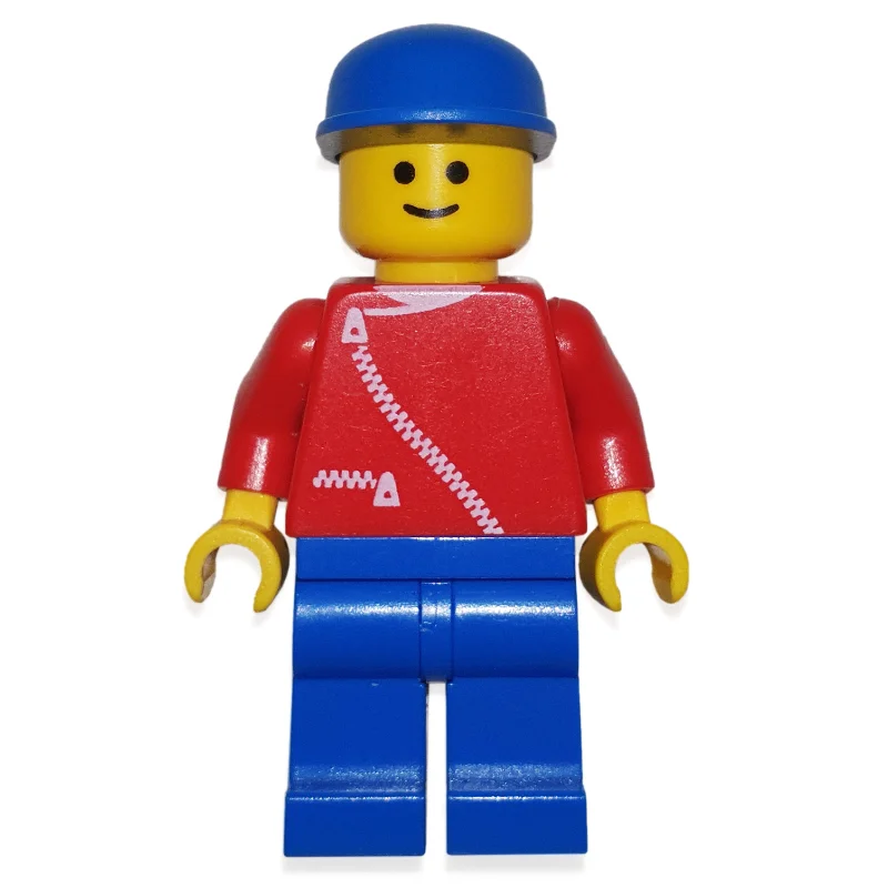 Man, Red Jacket with Zipper and Pockets, Blue Legs, Blue Cap