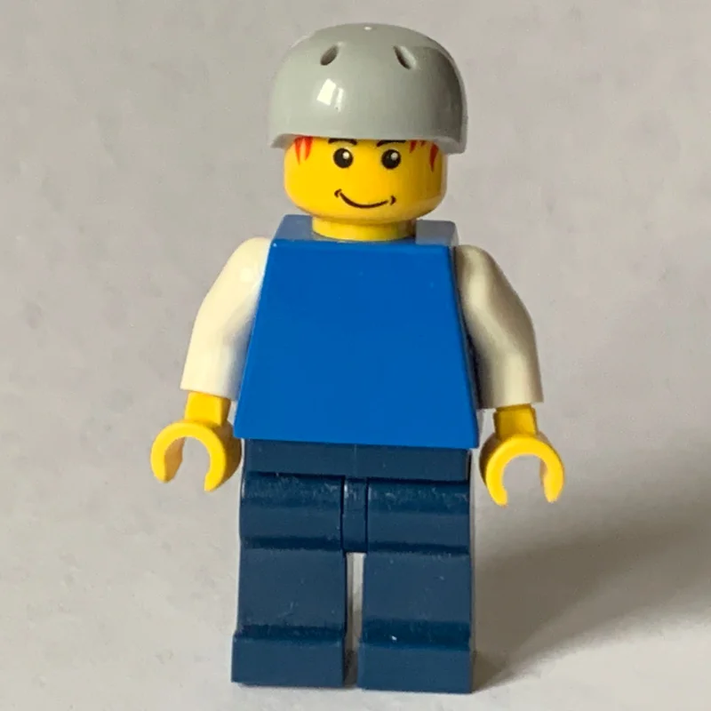 Man, Plain Blue Torso with White Arms, Dark Blue Arms, Light Bluish Gray Helmet