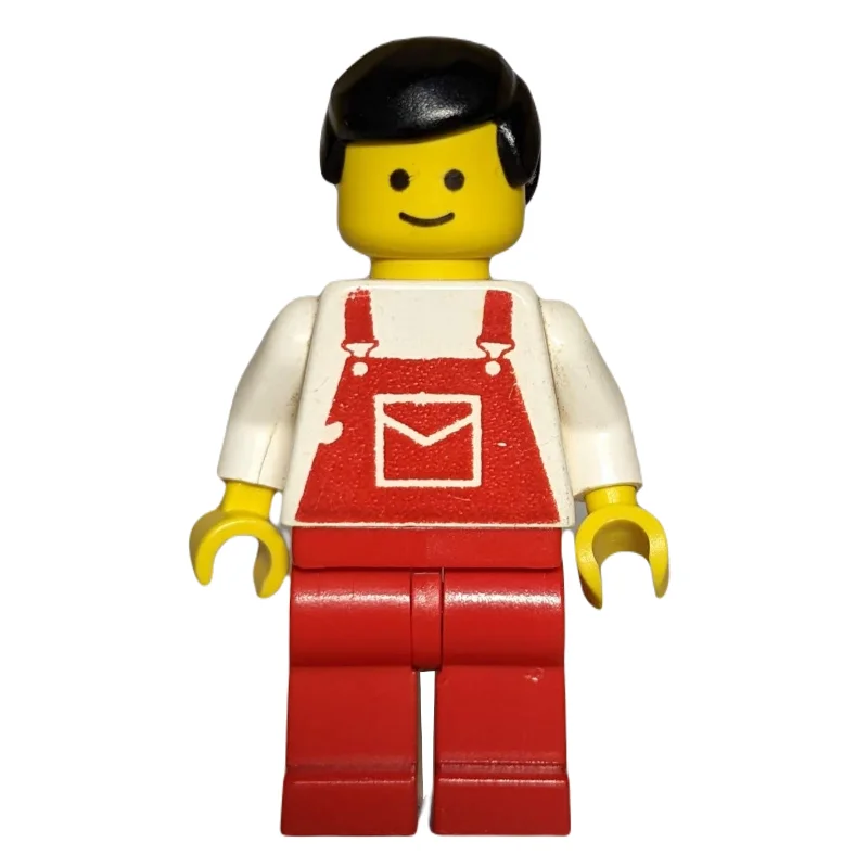 Man, Red Overalls, Black Hair (3626b Head)