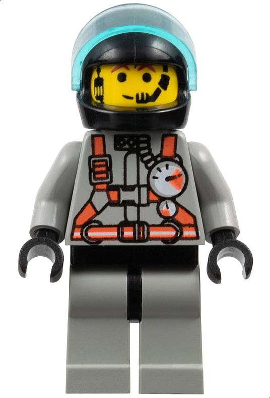 Fireman, Light Gray Fire Suit with Gauges and Straps, Black Helmet with Visor, Headset
