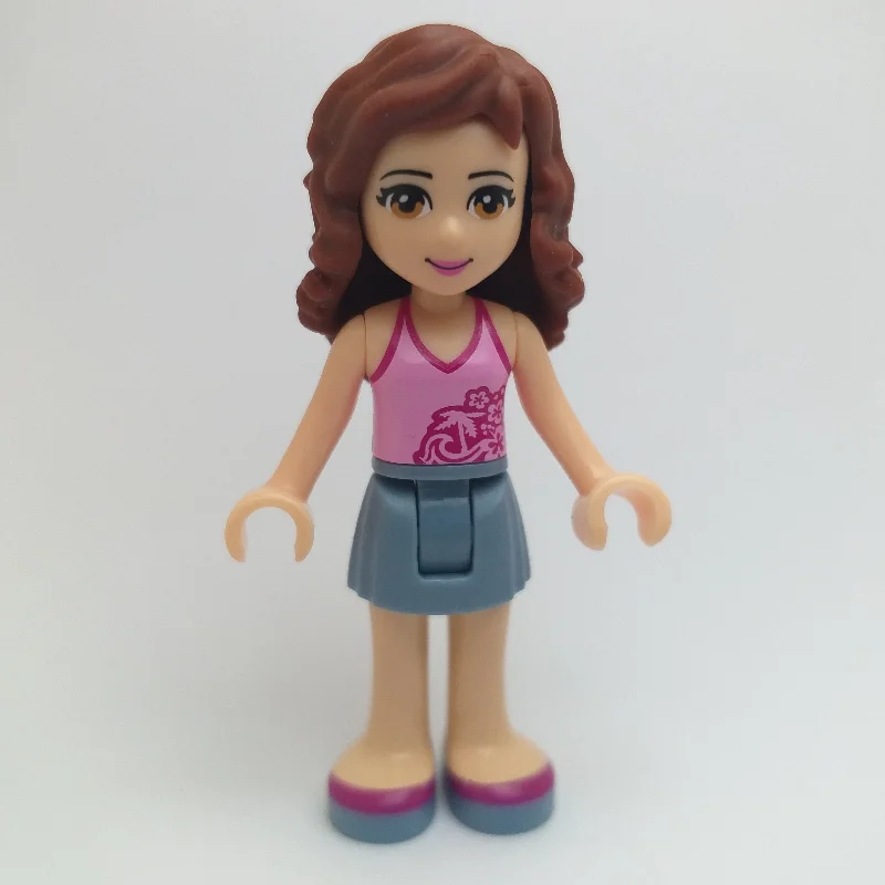 Olivia - Bright Pink Top, Sand Blue Skirt