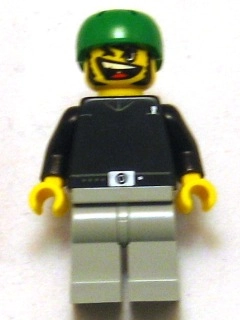 Skateboarder Bill, Black, Green Helmet