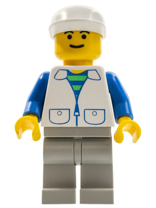 Man - White Suit, Blue Arm, Light Gray Legs, White Cap