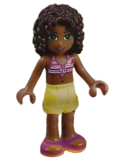 Andrea - Magenta/White Bikini, Bright Light Yellow Skirt