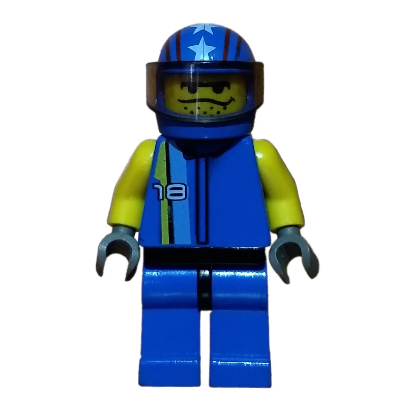 Race Driver, Blue Torso, Blue Legs, Blue Helmet