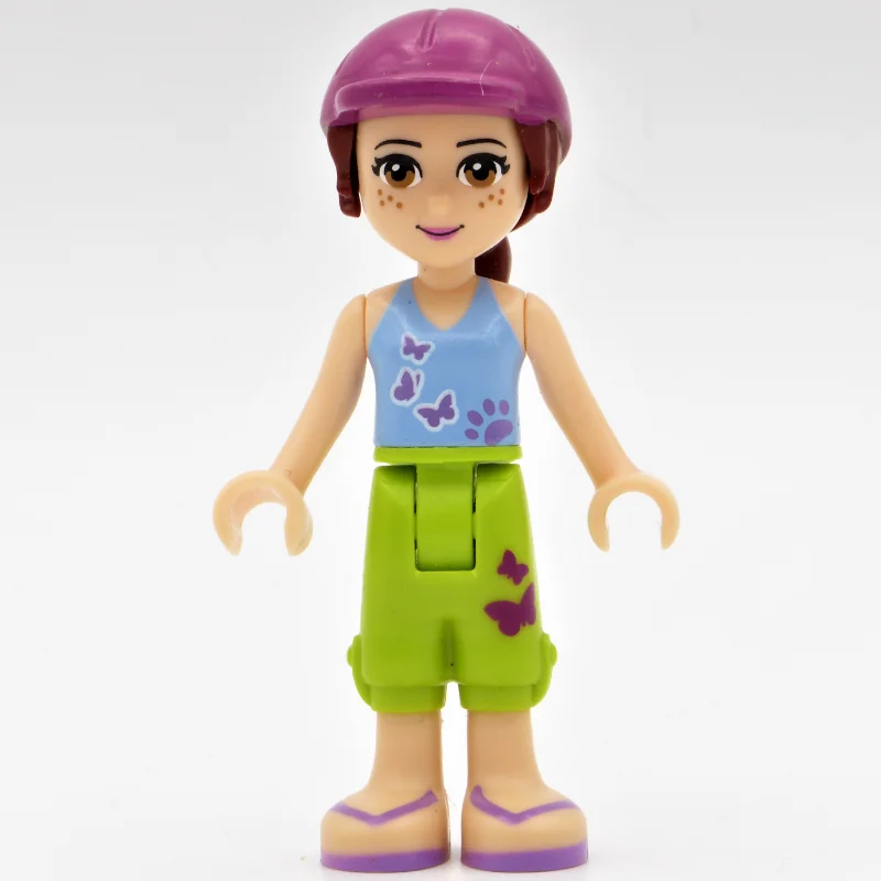 Mia - Medium Azure Top, Lime Trousers, Magenta Cap