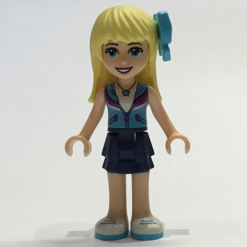 Stephanie - Azure Shirt, Dark Blue Skirt, Bow Tie