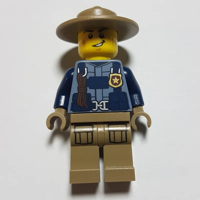Policeman, Sand Blue Jacket with Badge, Rope, and Straps, Tan Campaign Hat