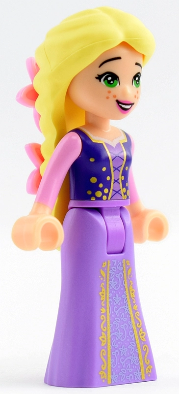 Rapunzel - Dark Purple Top, Medium Lavender Dress, 2 Bright Pink Flowers in Hair