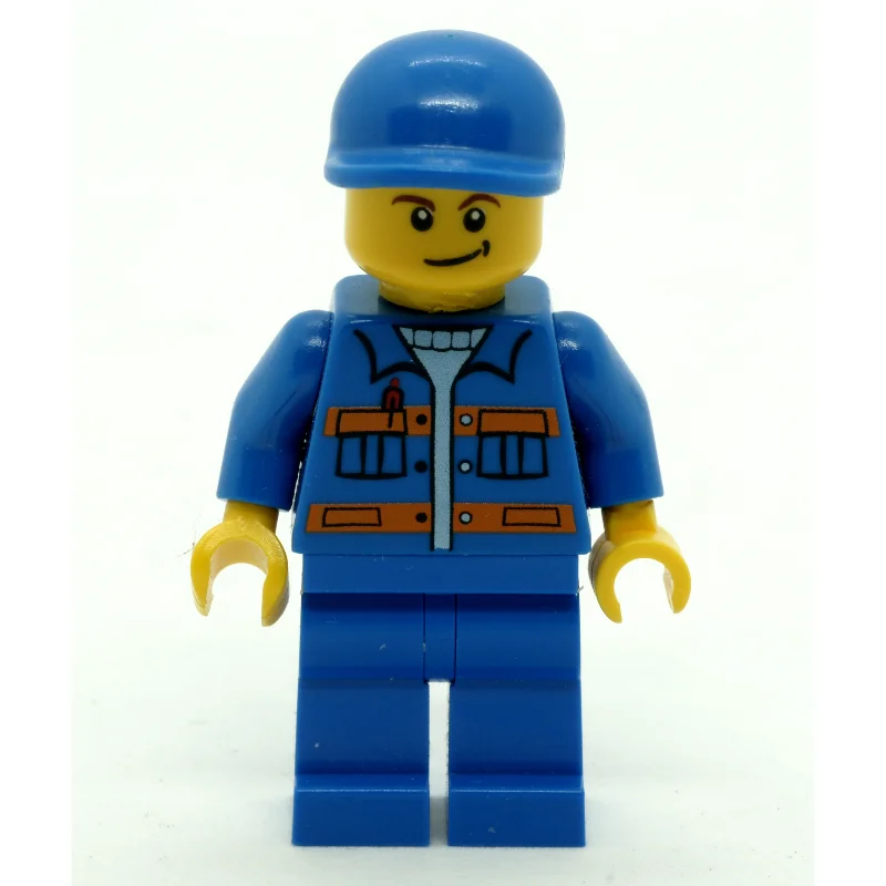 Worker with Orange Stripes and Blue Cap