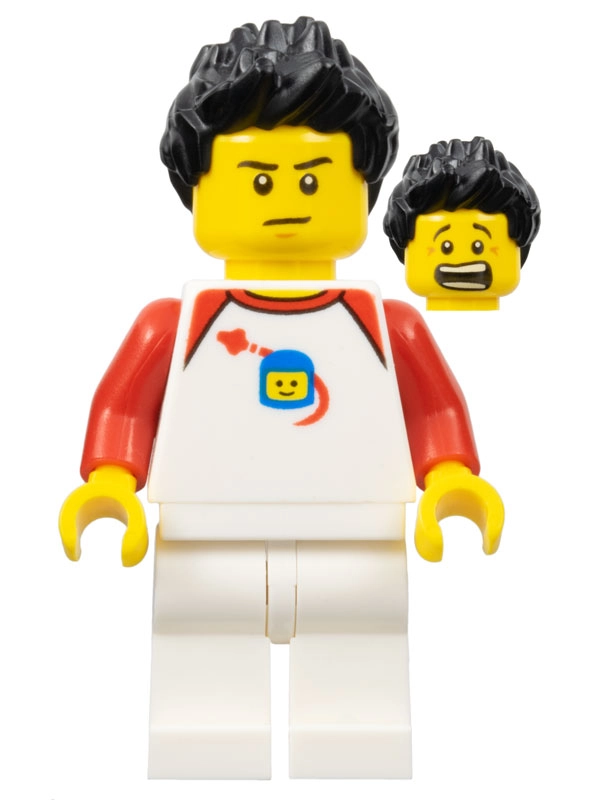 White Torso, Classic Space Figure, White Legs, Black Hair