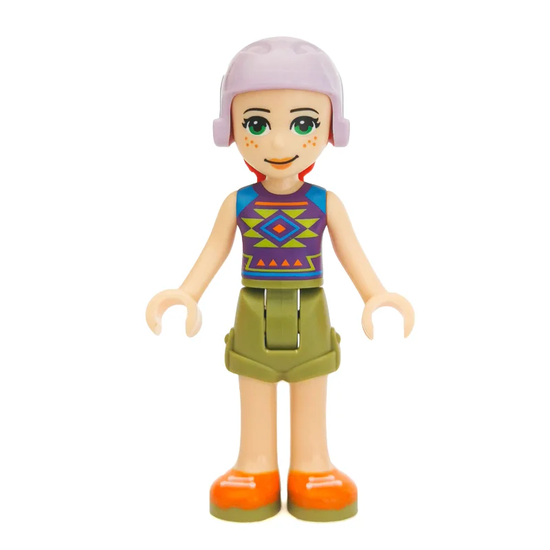Mia - Dark Purple Top, Olive Green Skirt, Lavender Helmet