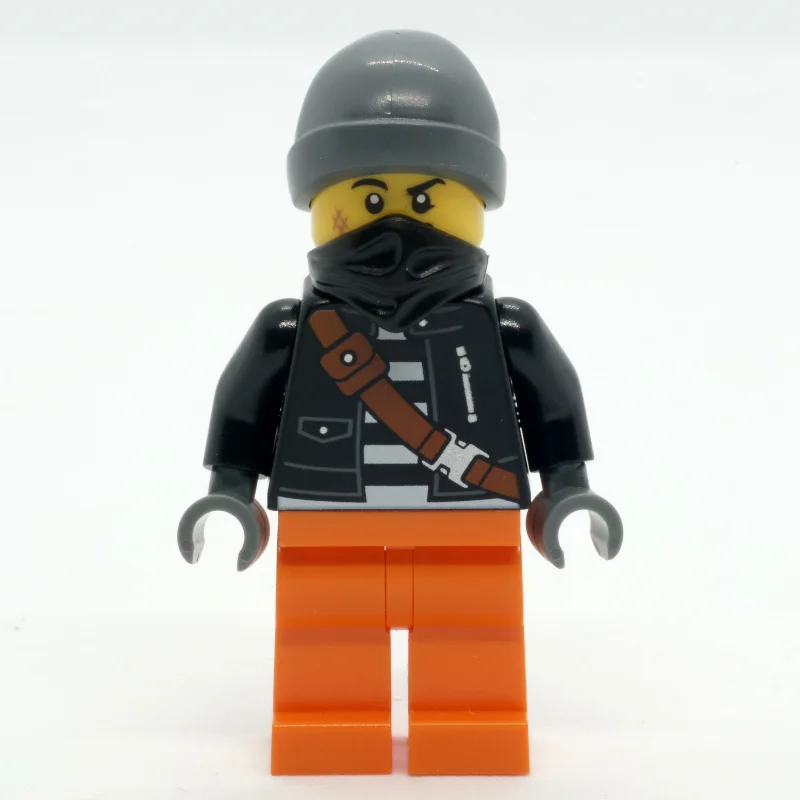 Crook, Black Jacket, Orange Legs, Black Bandana, Dark Bluish Gray Hat