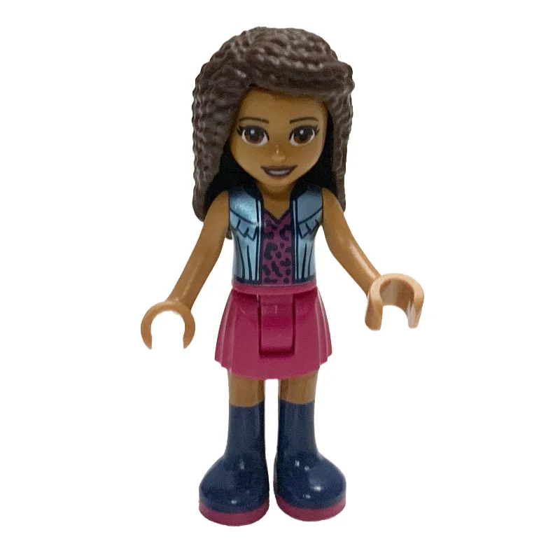Andrea - Medium Blue Jacket, Magenta Skirt