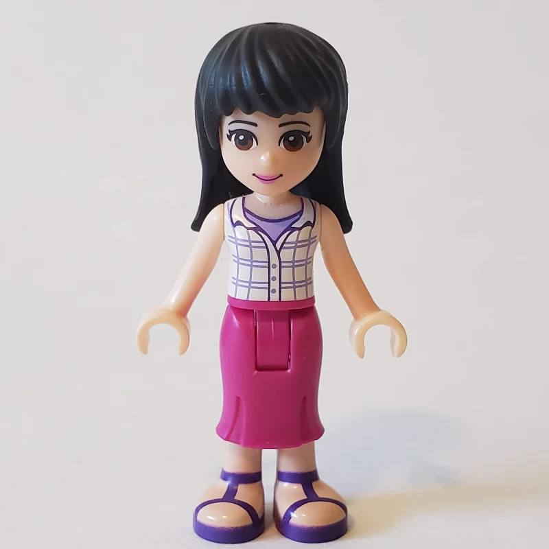 Maya - White Plaid Top, Magenta Dress