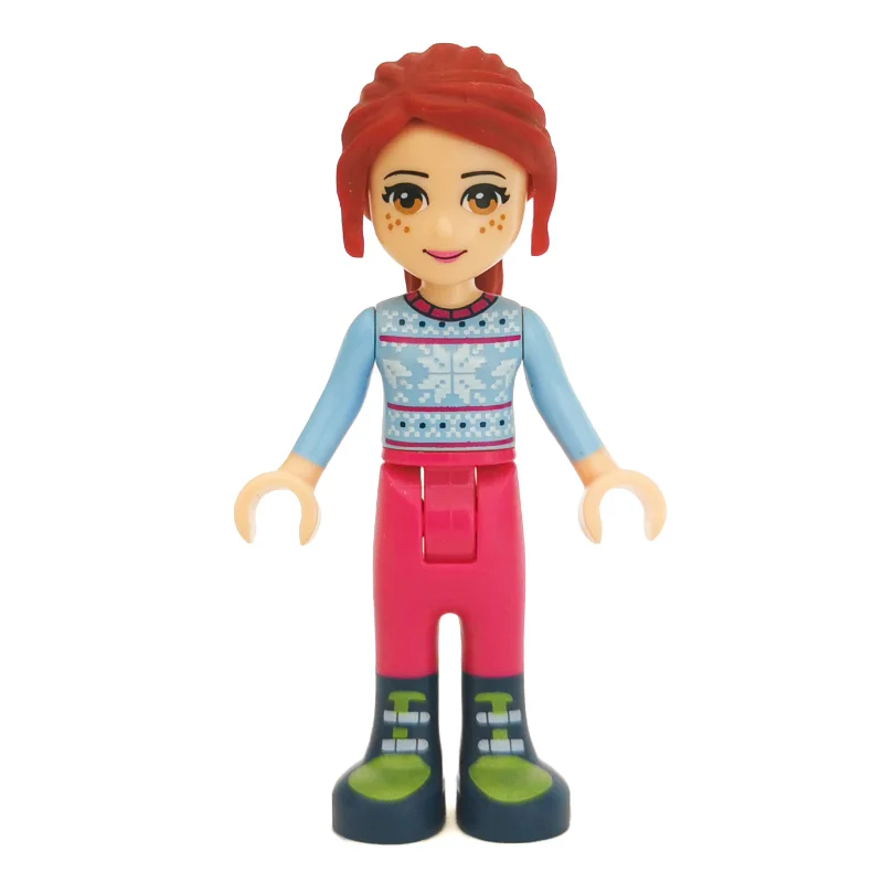 Mia - Bright Light Blue Sweater, Magenta Trousers