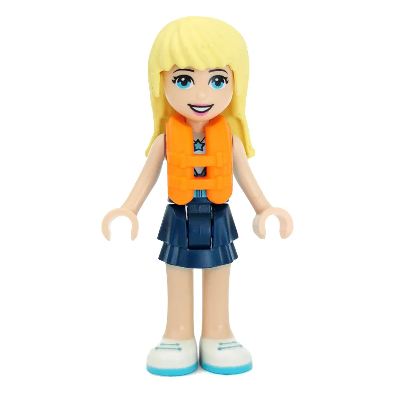 Stephanie - Azure Top, Dark Blue Skirt, Life Vest