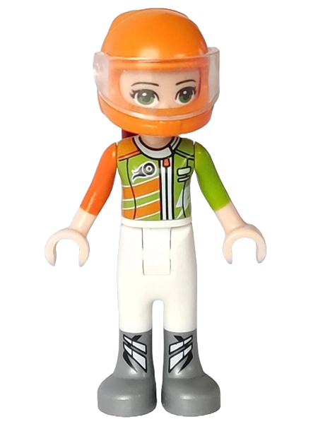 Mia - Bright Light Orange/Lime Racing Suit, Bright Light Orange Helmet