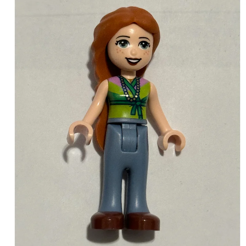 Ann - Green/Lime Vest, Sand Blue Trousers