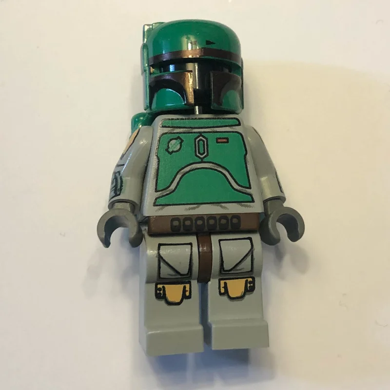 Boba Fett, Helmet and Jetpack, Light Gray Armor, Printed Legs