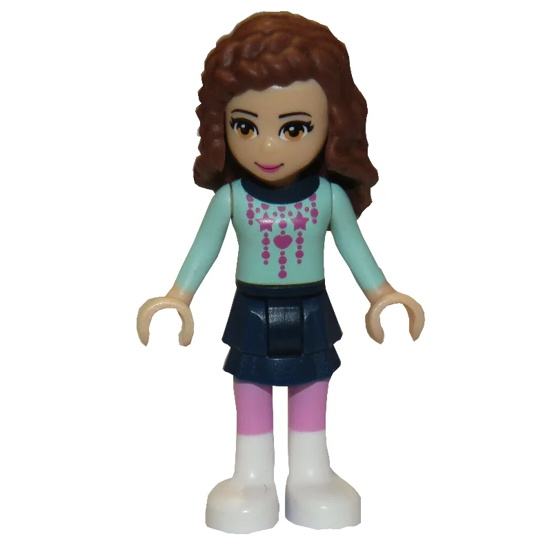 Olivia - Light Aqua Christmas Sweater, Dark Blue Skirt