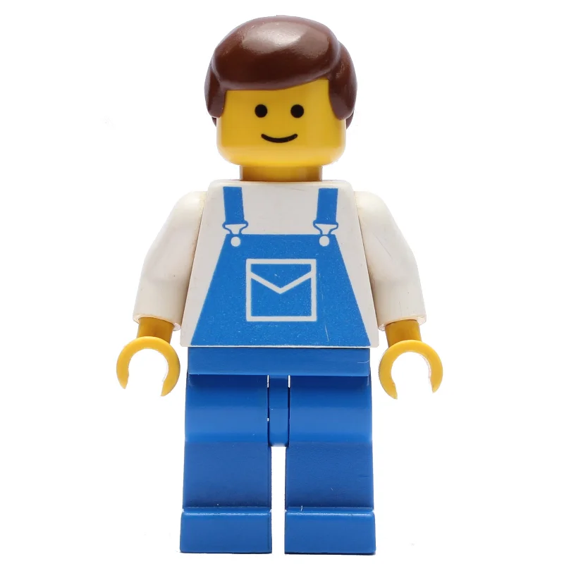 White Torso, Blue Overalls, Brown Hair (3626b Head)