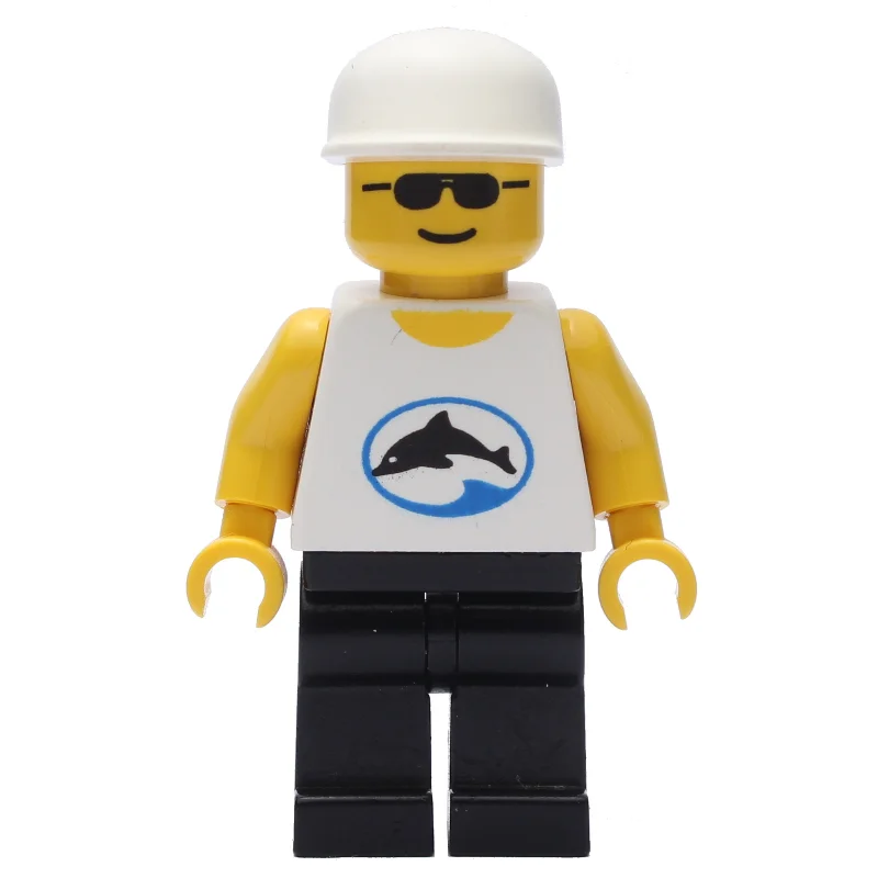 Man - Sunglasses, White Torso with Dolphin, Black Legs, White Cap