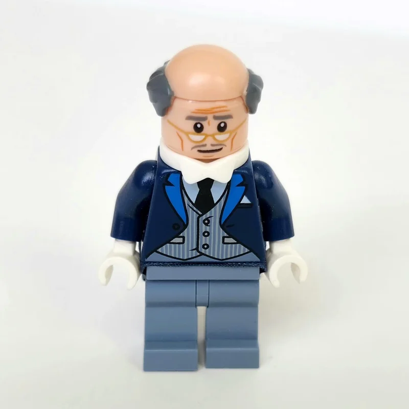 Alfred Pennyworth, Balding, Dark Blue Suit with Pinstripe Vest