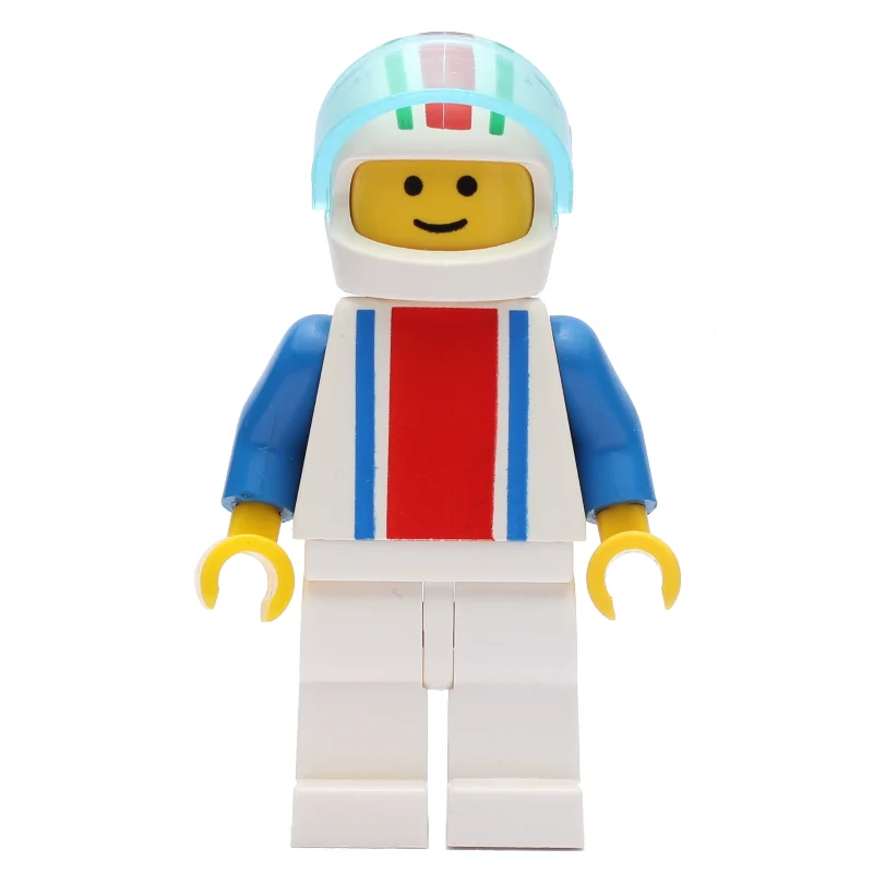 Racer - White Torso with Red/Blue Stripes, White Legs, White Helmet