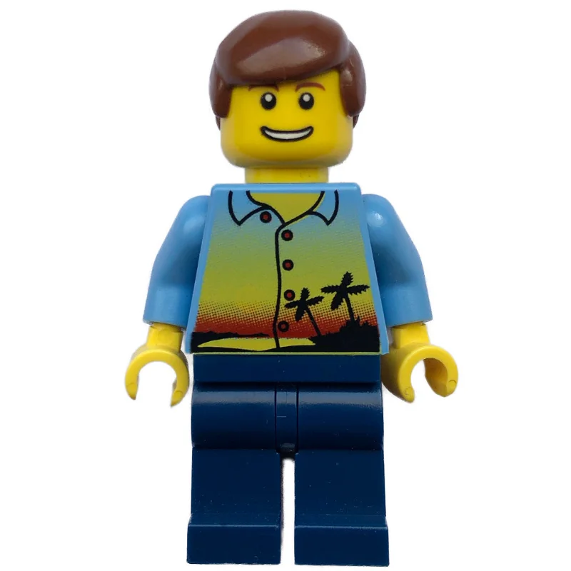 Man - Hawaiian Shirt, Dark Blue Legs