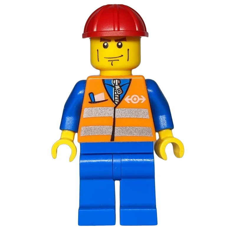Worker - Orange Safety Vest, Blue Legs, Red Helmet