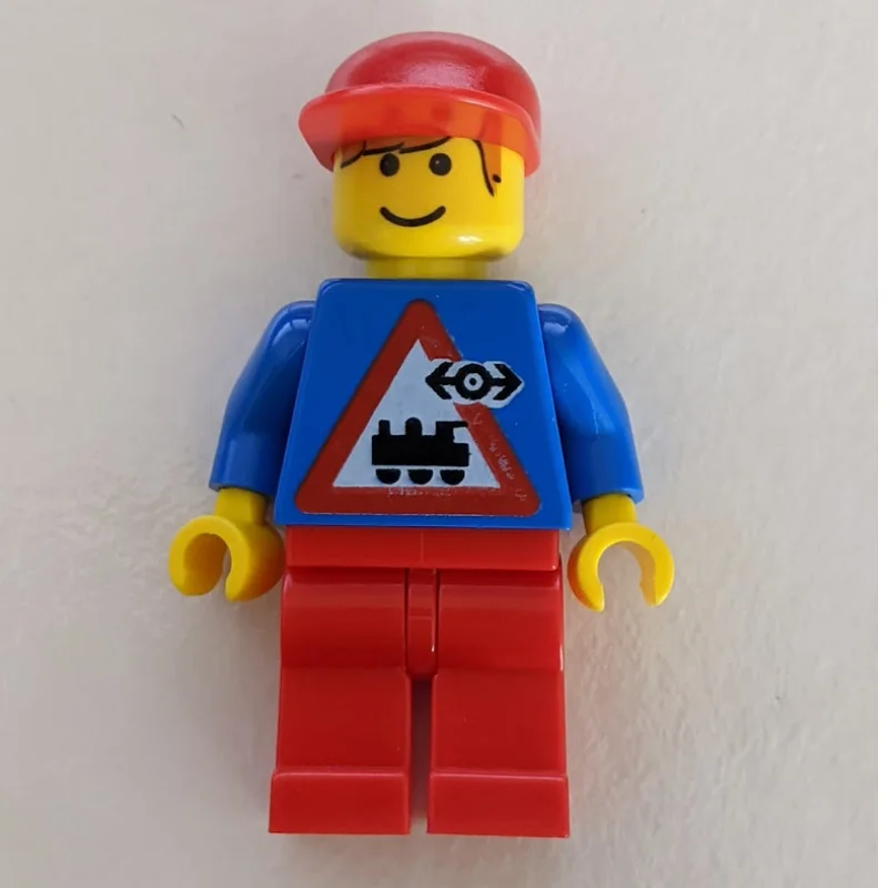 Train Employee - Blue Torso, Red Legs, Red Cap