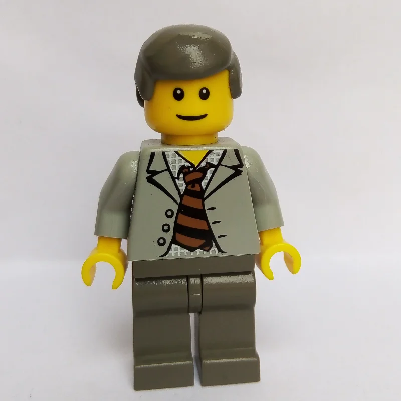 Scientist with Open Jacket and Black and Brown Striped Tie
