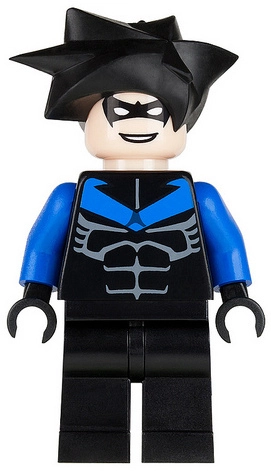 Nightwing with Black Eyemask and Blue Chest Logo and Spiky Hair