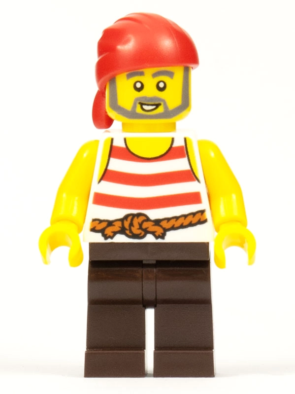 Pirate - Red Stripes, Dark Brown Legs, Red Bandana