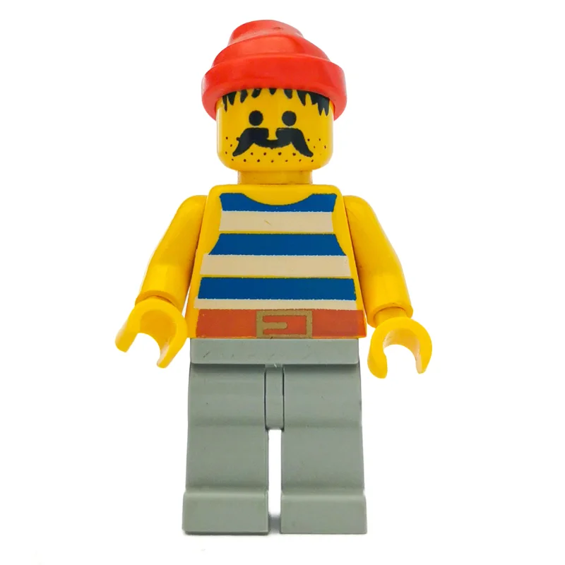 Pirate - Blue Stripes, Light Gray Legs, Red Bandana, 3626b