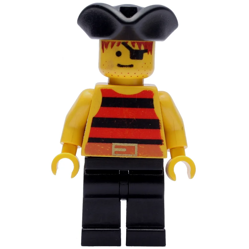 Pirate - Red/Black Stripes, Black Legs, Black Tricorne