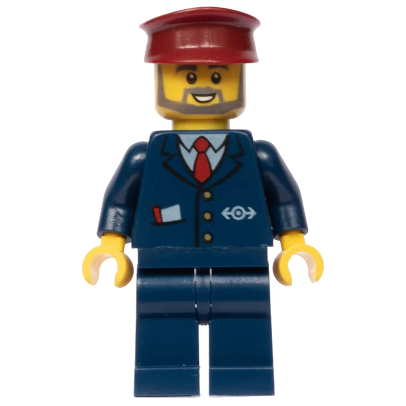 Conductor - Dark Blue Jacket, Dark Blue Legs, Dark Red Hat, Glasses, Beard