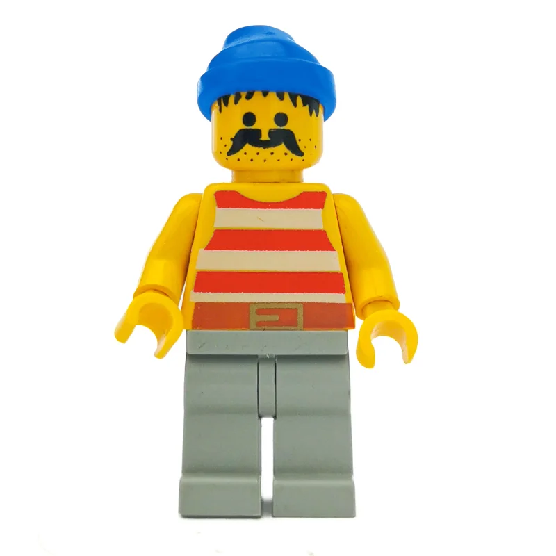 Pirate - Red Stripes, Light Gray Legs, Blue Bandana, 3626b