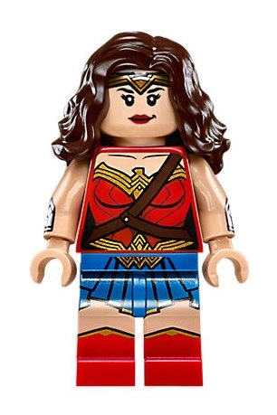 Wonder Woman with Gold Tiara and Reddish Brown Shoulder Strap