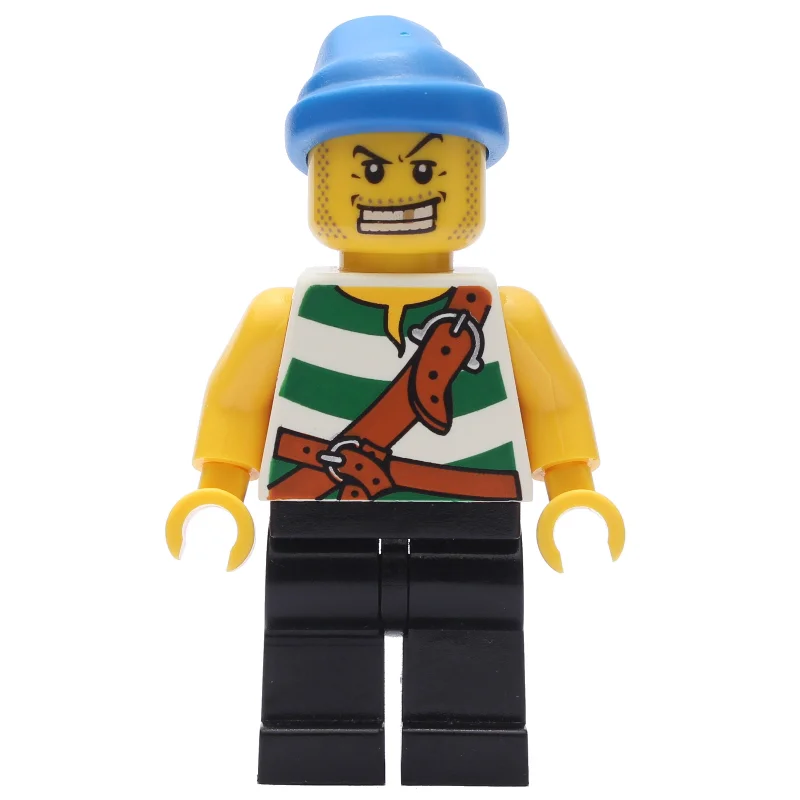Pirate - Green Stripes, Black Legs, Blue Bandana