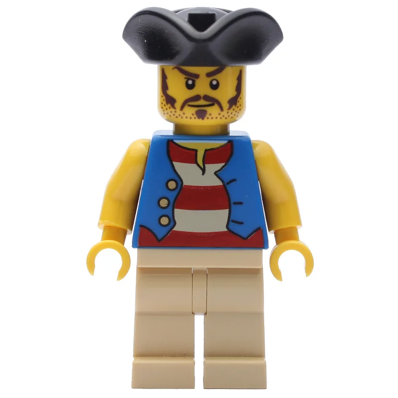 Pirate - Blue Vest, Tan Legs, Black Tricorne (3626b Head)