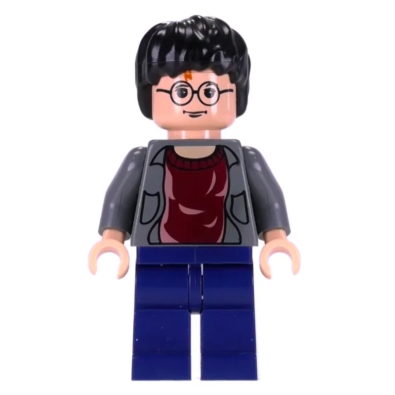 Harry Potter, Open Dark Bluish Gray Jacket over Dark Red Shirt, Dark Blue Legs