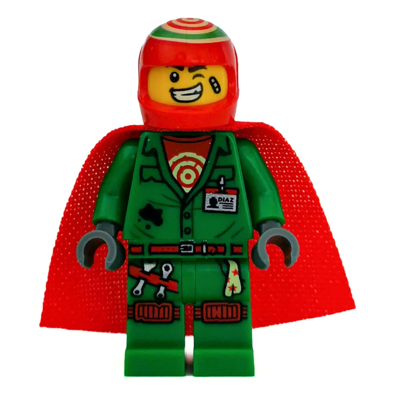 Douglas Elton / El Fuego, Green Outfit with Red Helmet and Cape