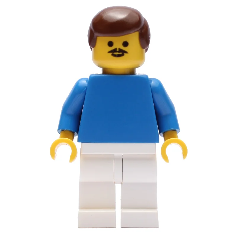 Soccer Player Blue Torso, White Legs, Brown Hair, Mustache
