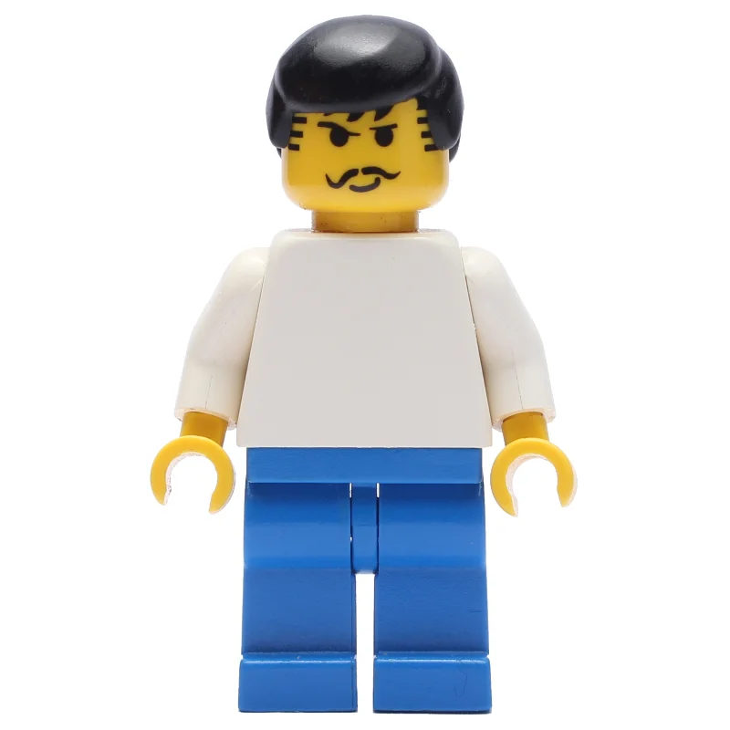 Soccer Player White Torso, Blue Legs, Black Hair, Mustache