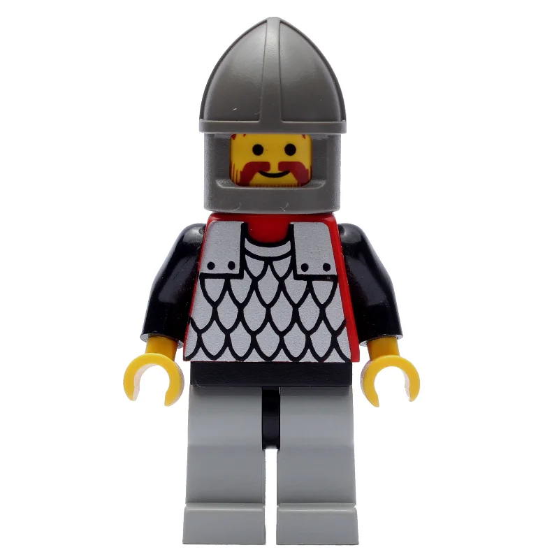 Knight (Scale Mail on Red) - Black Arms, Light Gray Legs, Dark Gray Chin-Guard